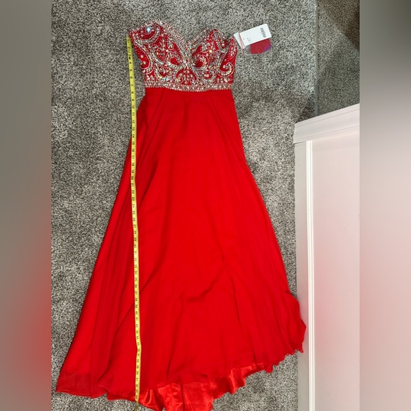 NWT Tiffany Designs red strapless prom dress - Picture 12 of 16